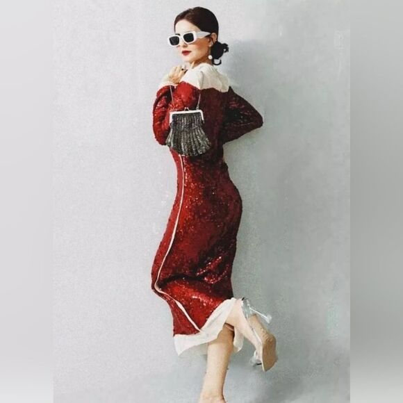 LIMITED EDITION- BLOGGER'S FAVE! SEQUIN CHIFFON DRESS ZW COLLECTION - Picture 6 of 16